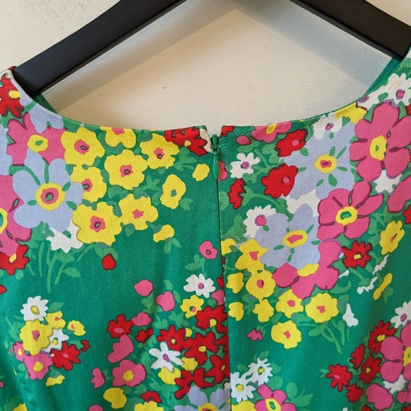 Talbots Green Multicolored Spring Floral Ruffle Hem Sleeveless Dress - Picture 5 of 7